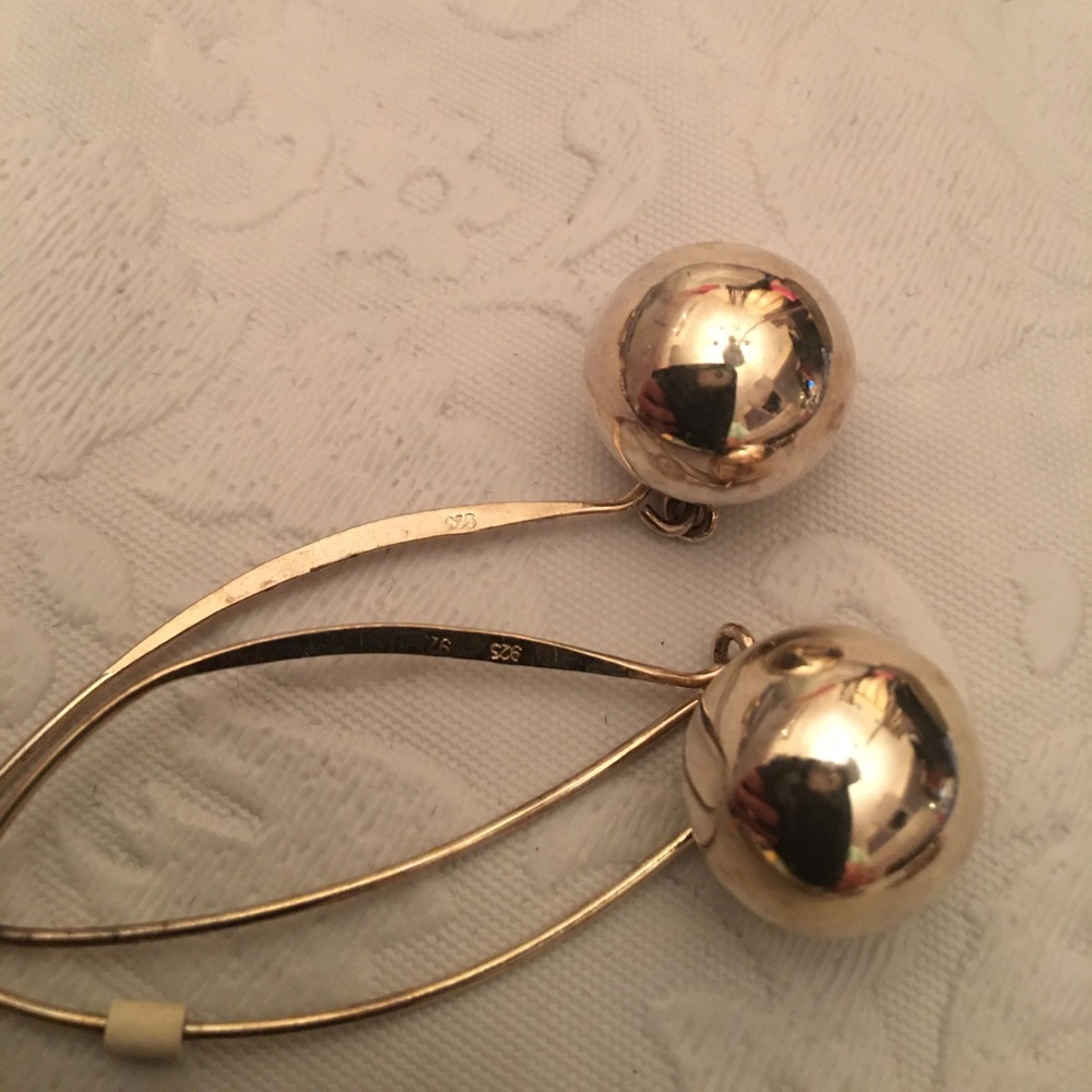 Sterling silver drop ball pierced earrings